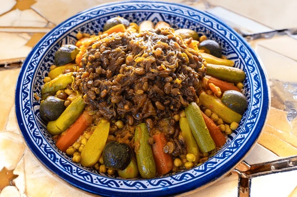 appetizing moroccan couscous dish closeup 600nw 2581617443